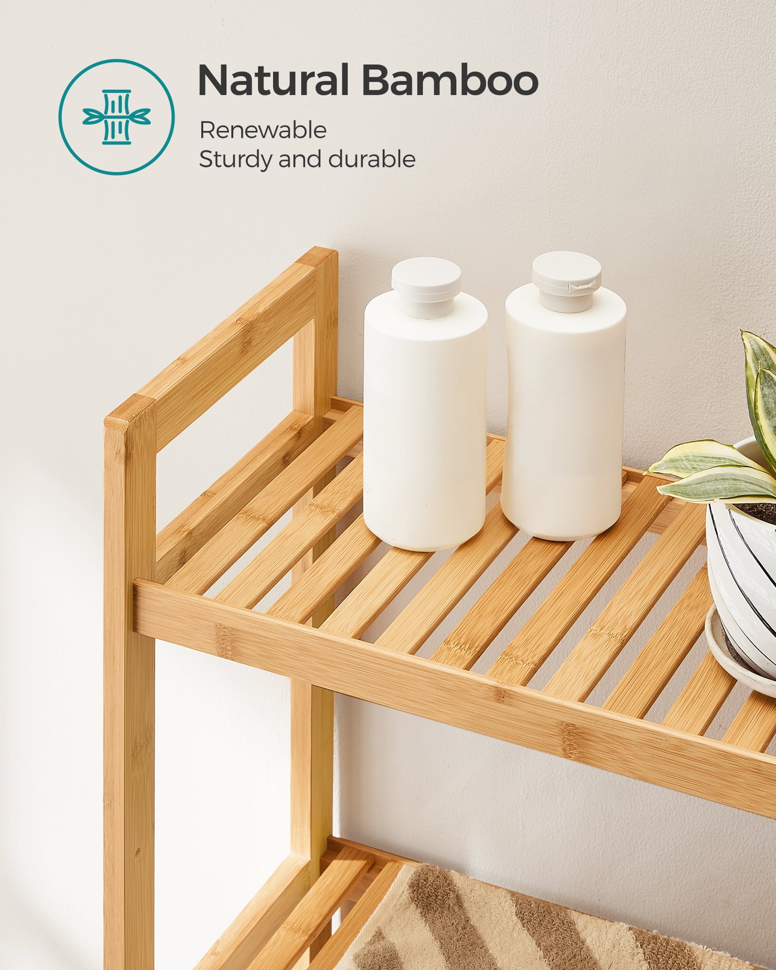 3-Tier Over The Toilet Storage Bamboo Over Toilet Shelf Bathroom Storage Organizer with Adjustable Shelf Natural