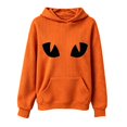 thumbnail image 5 of Coerni Girls Hoodie Halloween Jack-O'-Lantern Orange Hooded Pullover Soft Waffle Knit Sweatshirt with Kangaroo Pocket Kids Fall Versatile Top, 5 of 5