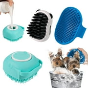 Qweryboo 3Pcs Dog Bath Scrubber, Pet Massage Grooming Shower Silicone Brush, Washing Brush Scrubber with Adjustable Ring Handle, Dog Shampoo Brush for Short Long Haired Dogs Cats