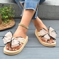 thumbnail image 3 of Rokment Women's Beach Platform Flip Flops Bohemian Flower Lace Bow Memory Foam Dress Slip on Sandals Bride Wedding Casual Flat Thongs Slides Summer Slippers Light Pink Size 6.5, 3 of 6