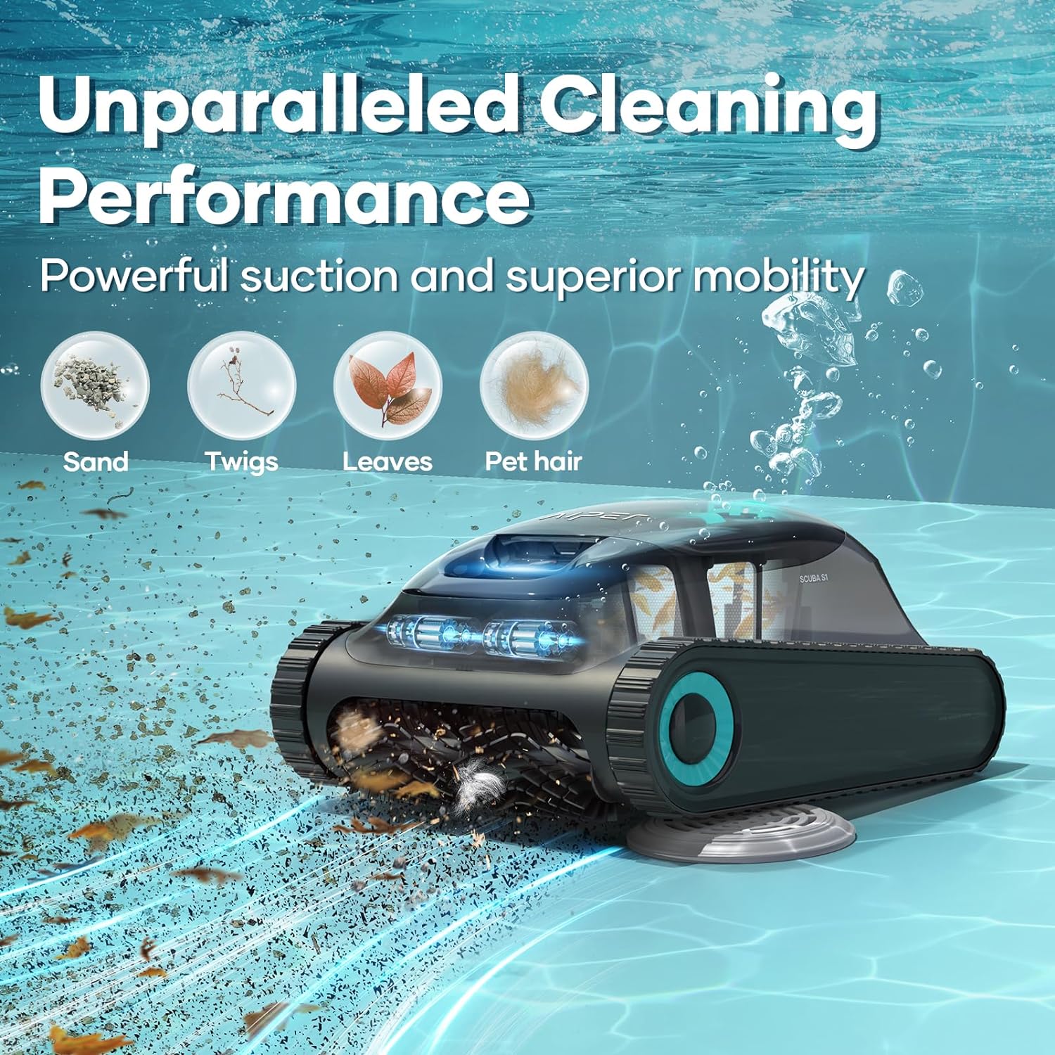 AIPER Scuba S1 Robotic Pool Vacuum Cleaner with Wall Cleaning for Inground Pools 2024 CES Award - image 2 of 6