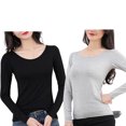 thumbnail image 1 of Ropa interior térmica femenina de manga larga con cuello redondo, camisa de fondo de otoño para el hogar y la Oficina, ropa interior para Prendas para la parte del cuerpo 2 piezas negro gris XL Qarigey AP013721-10, 1 of 6