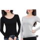 thumbnail image 1 of Ropa interior térmica femenina de manga larga, cómoda camisa de otoño invierno, ropa interior, lencería cálida, camiseta interior para mujer Prendas para la parte del cuerpo 2 piezas negro gris XL Qarigey AP013721-10, 1 of 6