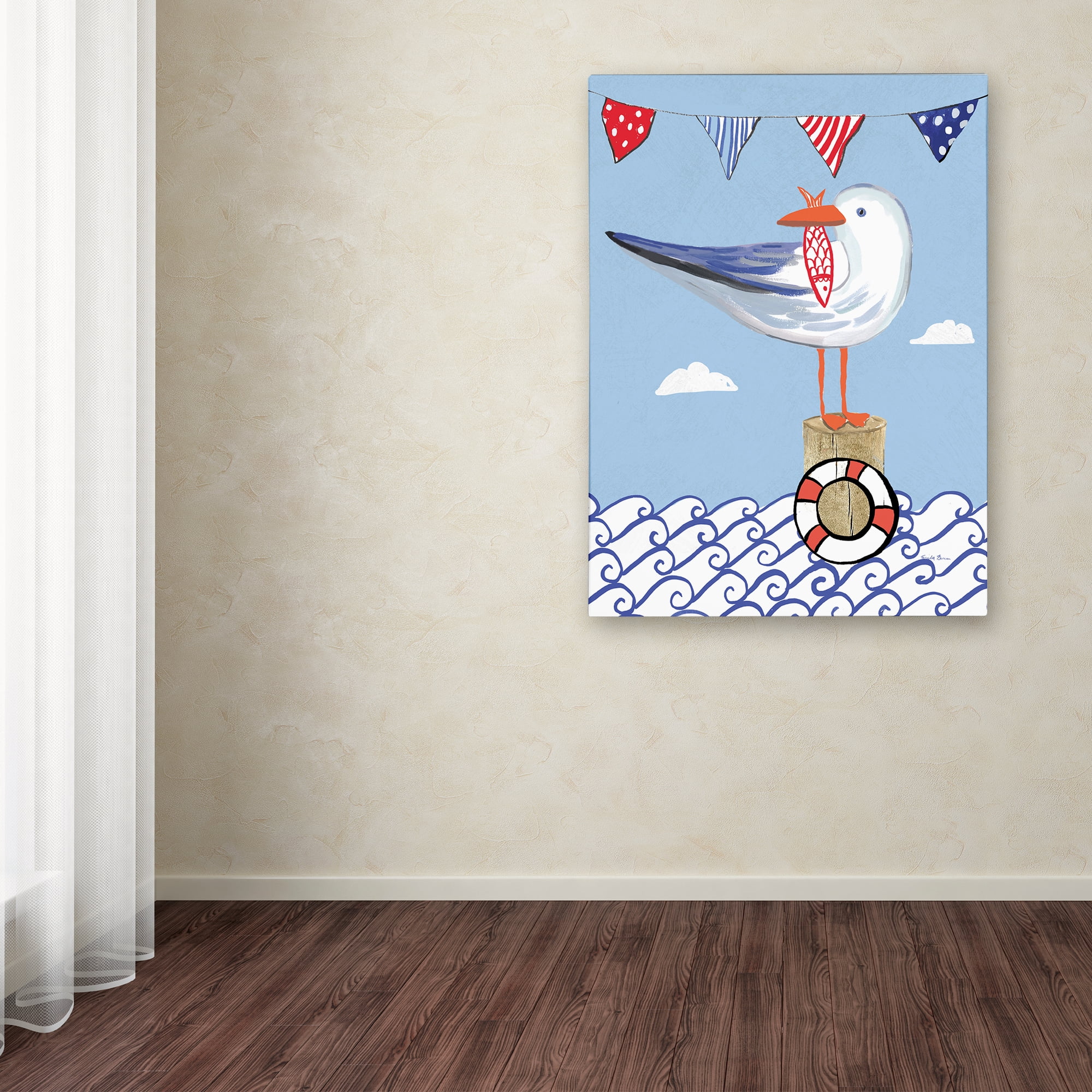 Trademark Fine Art 'Coastal Bird II on Blue' Canvas Art by Farida Zaman