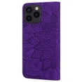 thumbnail image 6 of SaniMore Embossing Flip Wallet Case for iPhone 13 Pro, [RFID Blocking] PU Leather Cover with Card Holder & Kickstand Wrist Strap Magnetic Clasp All-Inclusive Protective Shell, Purple, 6 of 8