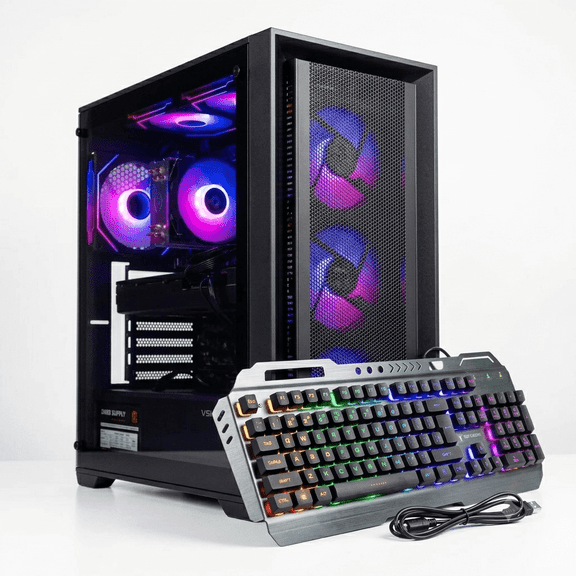 White Gaming Desktop PC - Core i7-7700 up to 4.2GHz, GTX 1080, 16GB RAM, 512GB SSD 1TB HDD, WiFi 6, BT5.4,8 ARGB Fans, 650W PSU, WIN11, KB & Mouse