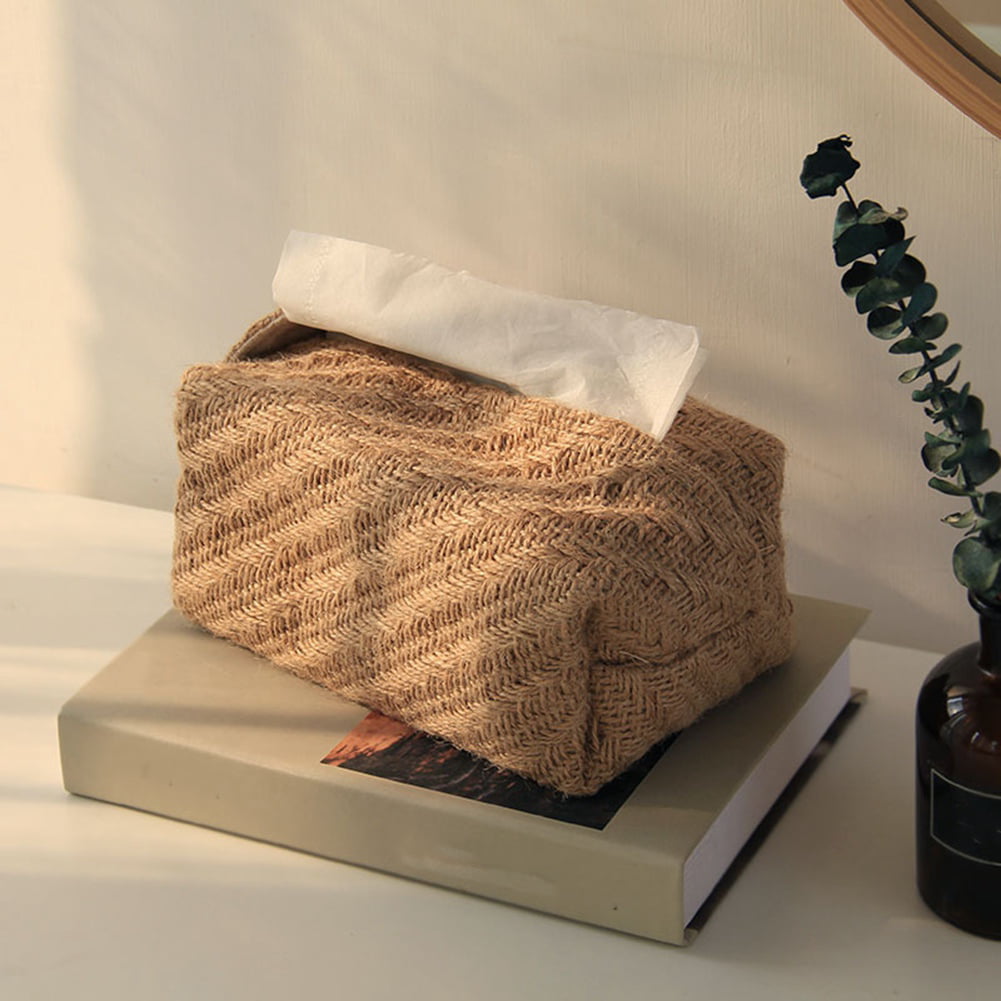 Cotton Linen Art Tissue Box Napkin Holder Cover Room Car Paper Container Case 