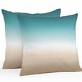 thumbnail image 2 of Teal Green Outdoor Pillow Covers Set of 2 Khaki Gradient Waterproof Throw Pillow Case Decorative Square Cushion Cover for Patio Couch Garden Balcony, 20"x20", 2 of 9