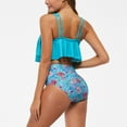 thumbnail image 4 of up to 60% off Gifts Usmixi Tankini Sets for Women 2 Pieces High Waist Tummy Control Modest Bathing Suits Sleeveless Crewneck Floral Print Swimwears Sky Blue L, 4 of 7