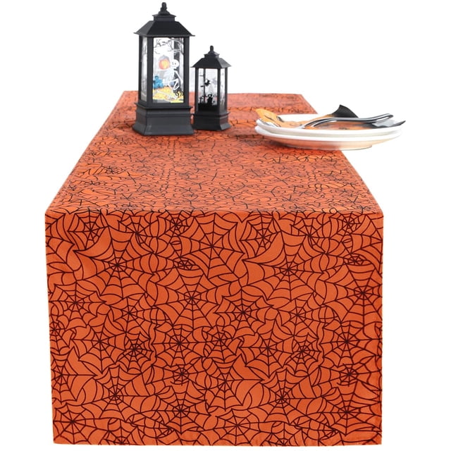 Chemin de Table Halloween, Chemin de Table Résistant aux Rides Lavable pour les Décorations de Fête de Table et les Soirées Cinéma Effrayantes 14x70 Pouces