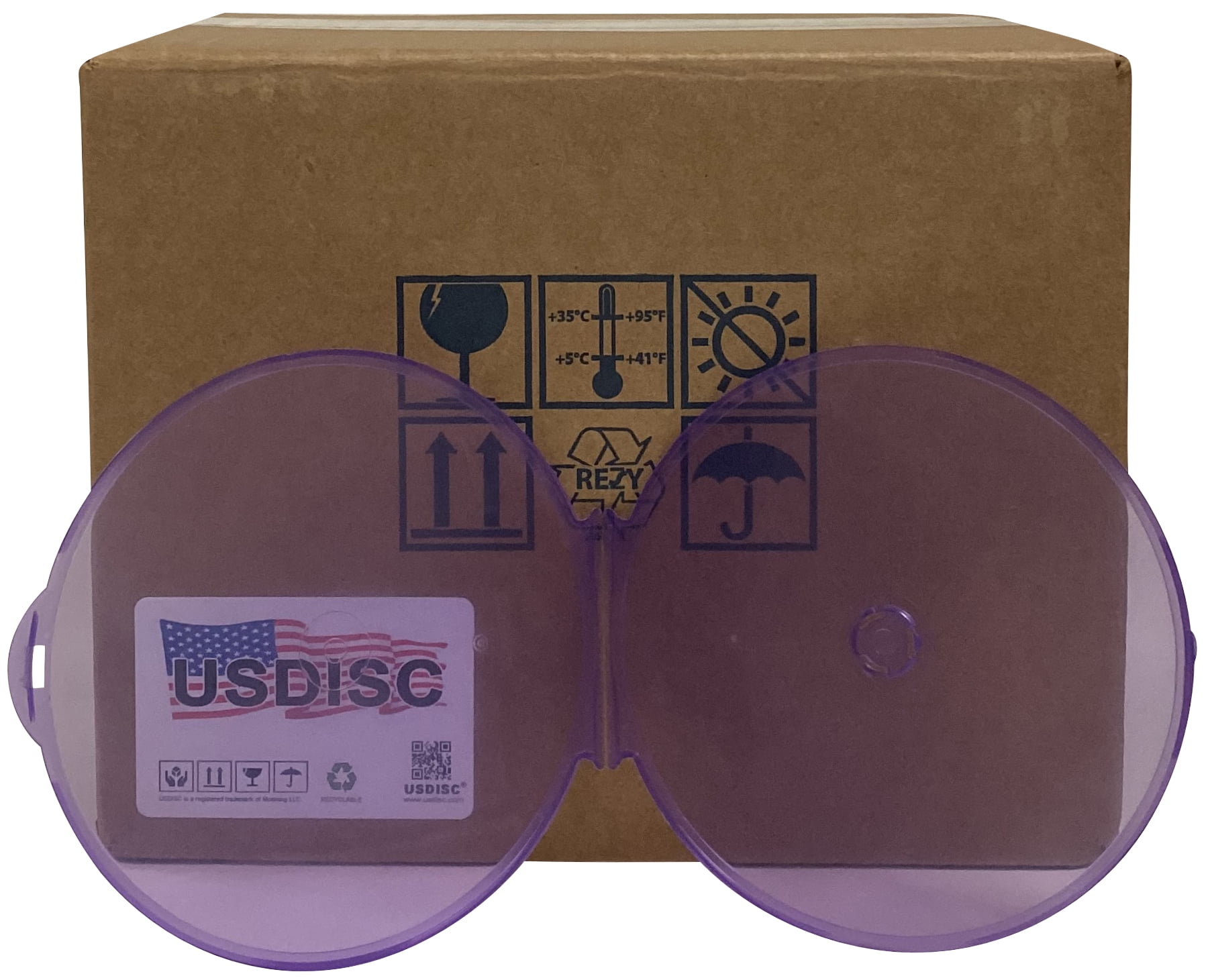 USDISC Clamshell Cases, Single 1 Disc, Multicolor, Pack Of 25