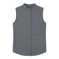 thumbnail image 4 of TGSLY Women's Linen Mandarin Collar Tank Tops Lightweight Soft Crew Neck Sleeveless Button Down Vest Relaxed Fit Dressy Casual Solid Color Shirts with Pocket XXXL, 4 of 7