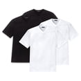 thumbnail image 1 of SCHIESSER Camiseta americana para hombres, paquete de 2 - 1/2 manga, camiseta interior, cuello en V SchwarzWeiß L (Large), 1 of 5