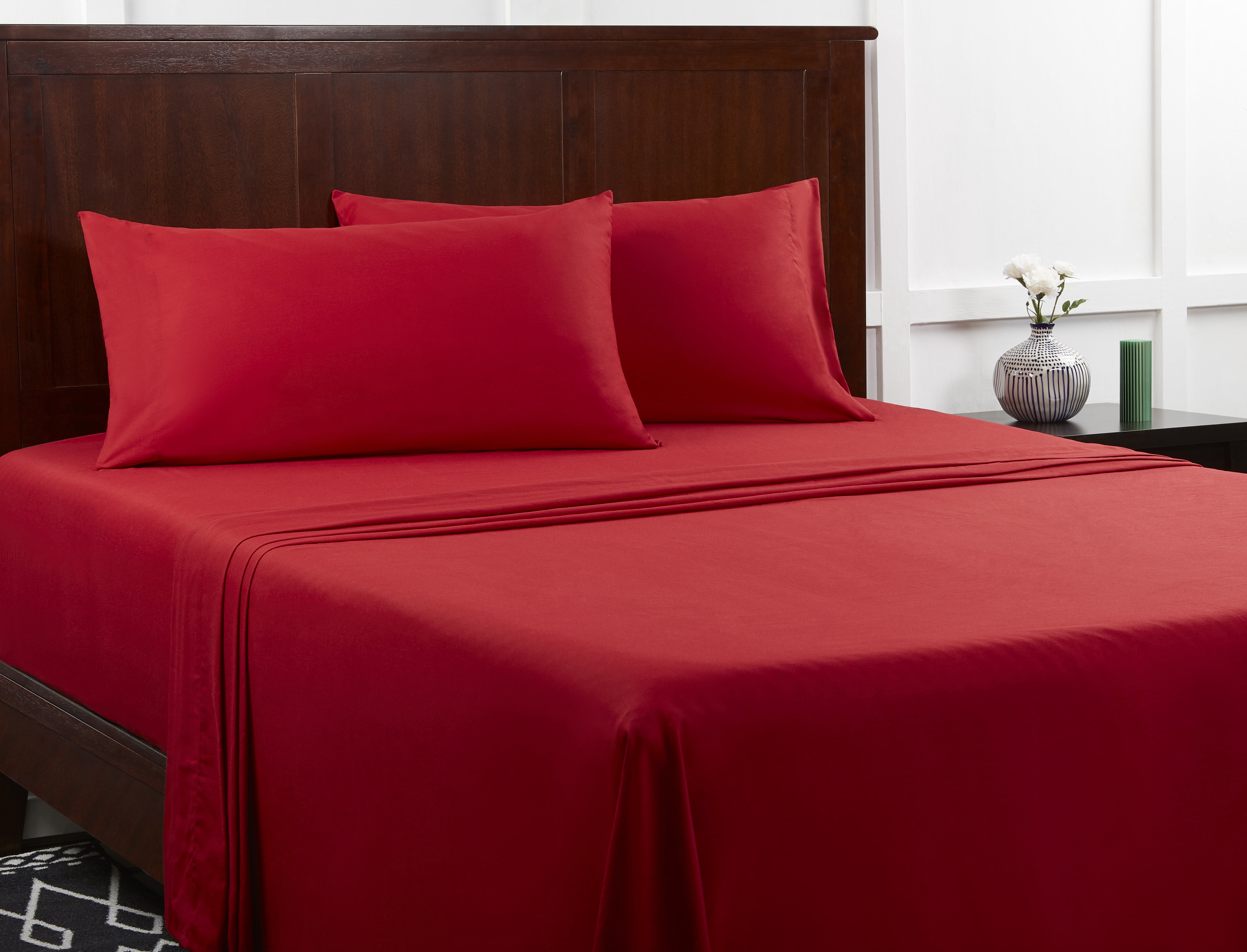 Mainstays 200 Thread Count King Flat - Red