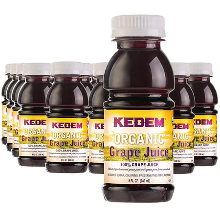Kedem Organic Grape Juice 8oz 24 Pack Made with Concord Grapes. No Sugar, Coloring, Flavoring or Preservatives Added