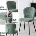 thumbnail image 5 of Dining Chairs Set of 2, Upholstered Chenille Fabric Kitchen Chairs With Metal Legs, Wingback Elegant Tufted Accent Vanity Chair For Dinner, Bedroom, Living Room, Apartment, Green, 5 of 7