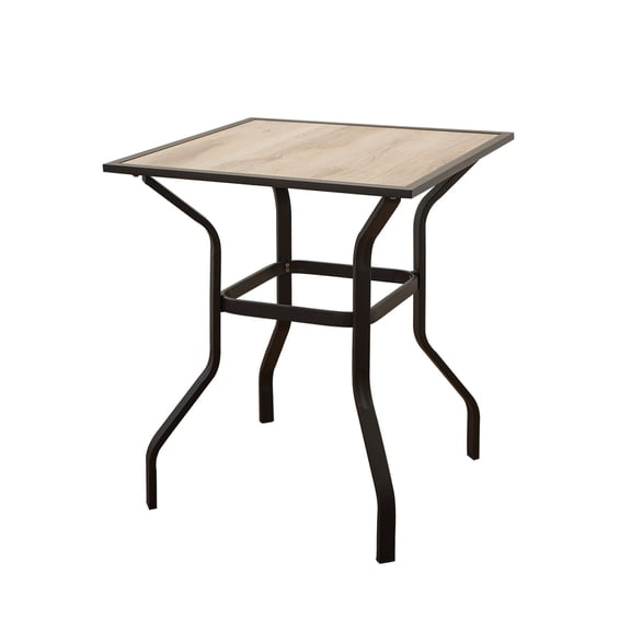 Square Metal Table for Outdoor Patio | Indoor/Outdoor Use | Faux Wood-Look, Easy to Clean | Long-Lasting Performance