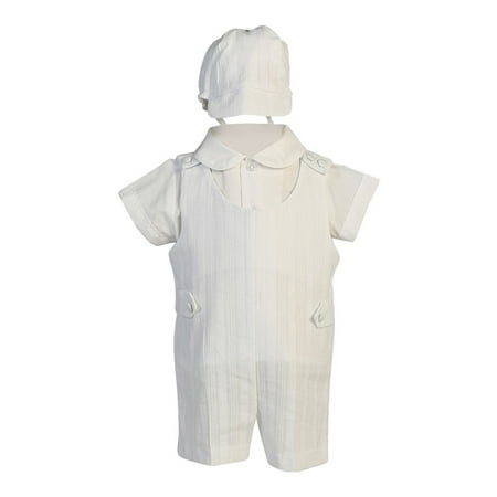 Baby Boys White Embroidered Cotton Romper Baptism Christening Set 3-6M