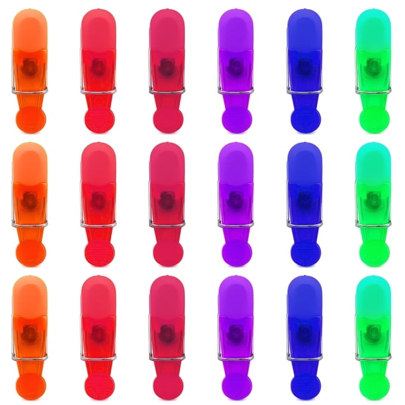 Magnetic Chip Clips, 18 Pack Bag Clips with Snap-Fit Design, Food Storage Clips for Kitchen Fridge Organization