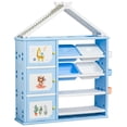 thumbnail image 2 of Qaba Kids Toy Storage Organizer with 4 Bins, Storage Cabinets, Bookshelf and 4-Layers Toy Collection Shelves, Blue, 2 of 9