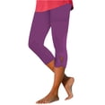 thumbnail image 2 of Capri Leggings for Women Seamless Cutout High Waist Yoga Capris Slimming Stretchy Crop Workout Pants 3/4 Sports Tights Purple L, 2 of 4