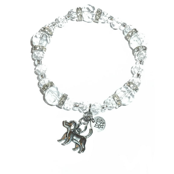 Hidden Hollow Beads - Dog Charm Bracelet - Crystal Stretch