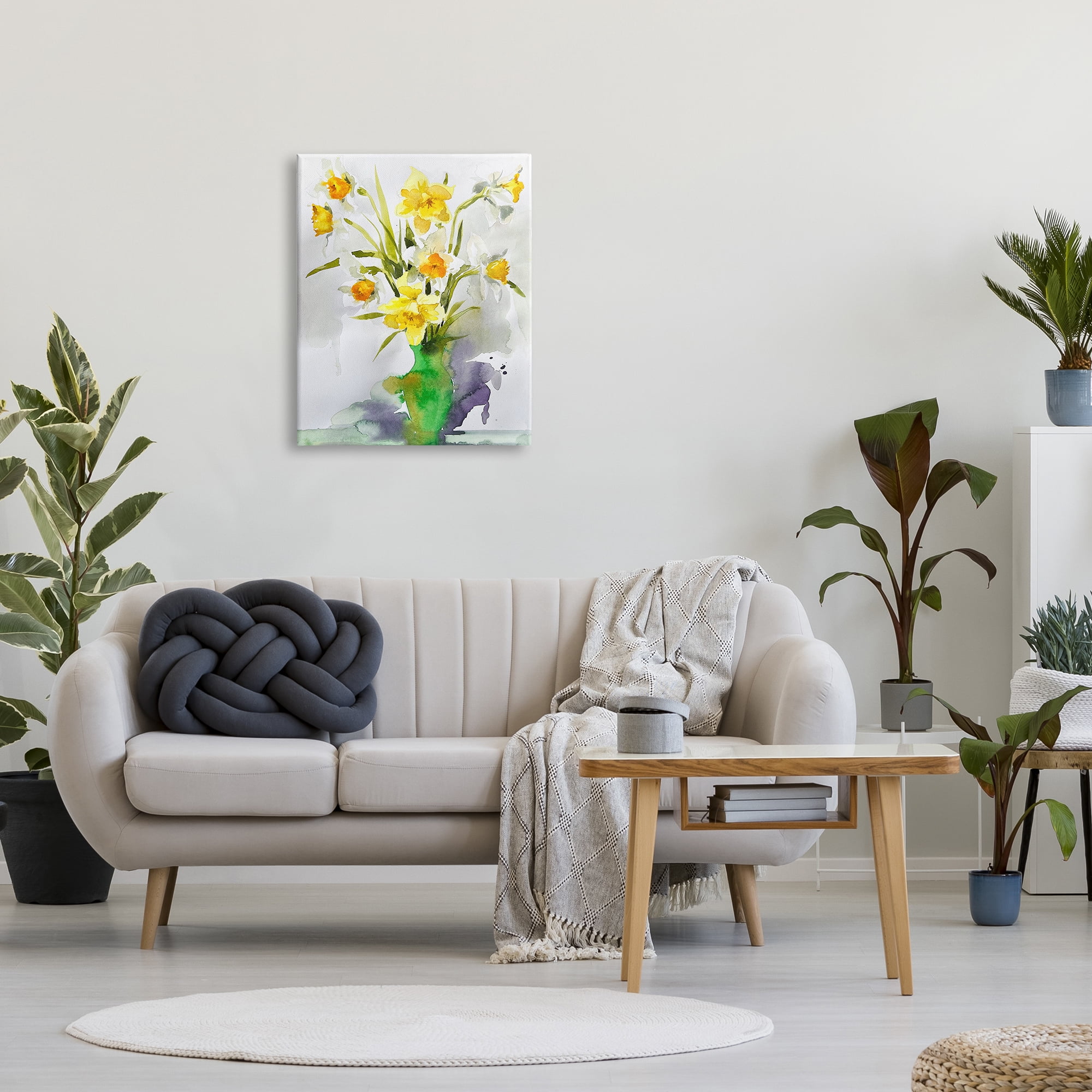 Stupell Industries Modern Daffodils Vase Botanical & Floral Painting Gallery Wrapped Canvas Print Wall Art, 24 x 30