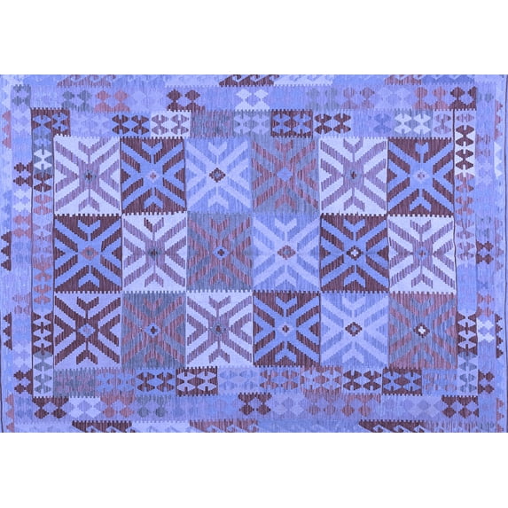 Ahgly Company Indoor Rectangle Southwestern Blue Country Area Rugs, 5' x 8'