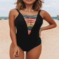 thumbnail image 4 of Traje de baño de una pieza para mujer Fiesta en la playa Elegante Traje de baño con cordones multicolor para surfear Negro M, 4 of 7