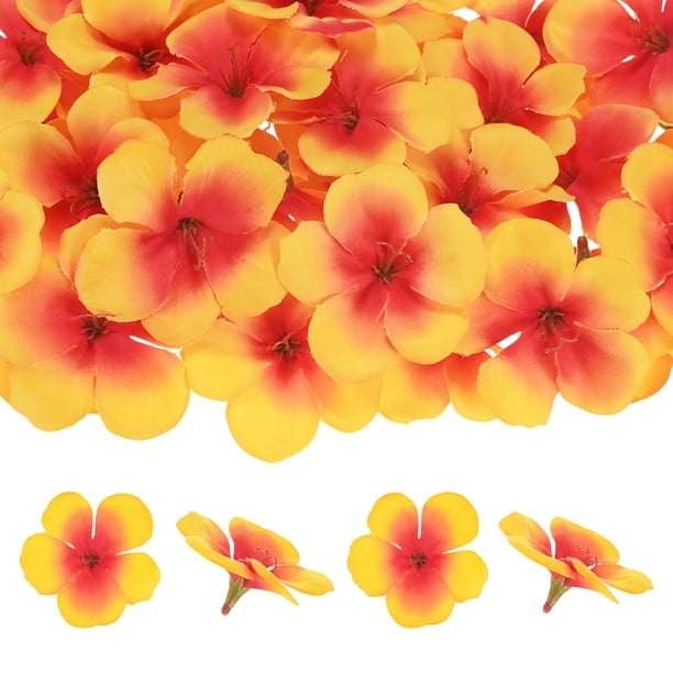 Uxcell 100-Pack Cabezas de Flores de Orquídea Artificial, 2.17"/ 5.5cm Flores de Orquídea Falsas de Seda para Manualidades DIY, Naranja