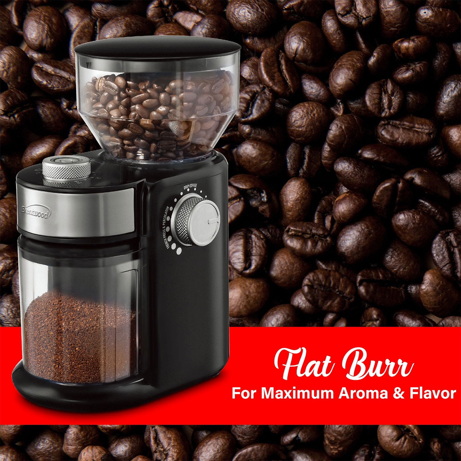 Brentwood 9oz Burr Coffee Bean Blender Grinder Mill Machine, Black