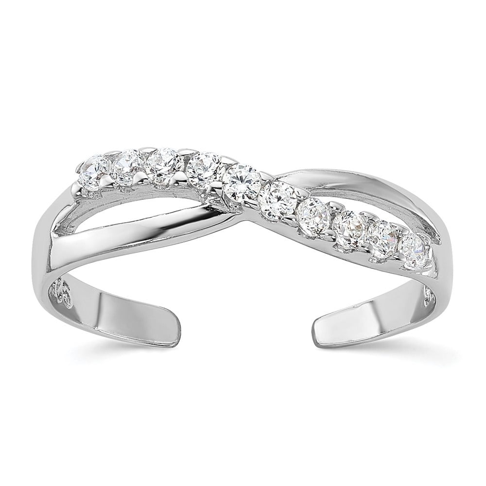 Auriga Fine Jewelry 925 Sterling Silver Rhodium-plated CZ Toe Ring for Women