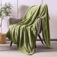 thumbnail image 3 of Whale Flotilla Soft Flannel Fleece Lightweight 50"x60" Throw Blanket, Brushed Chevron Design Fluffy Plush Cozy Blanket for All Seasons, Olive Green, 3 of 8