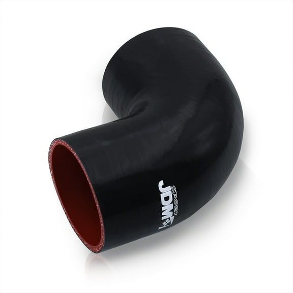 JDM Sport Universal for Forced Induction Cars 2.75" Inch 90 Degree Elbow Bend Angle Silicone Coupler Hose Tube (Black/Red) - Turbo Intercooler Pipe Piping Intake Upgrade