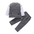 thumbnail image 4 of Yufatyle Baby Toddler Boy formal Gentleman Tuxedo Outfits Sets 3PC Cotton Suit Dress Shirt with Fake Vest Pants Set 6M-10T, 4 of 9