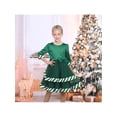 thumbnail image 2 of Sunny Fashion Girls Dress Green White Stripe Christmas Bow Tie Party Holiday 3/4 Sleeve 6 Years, 2 of 8