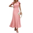 thumbnail image 1 of Vestido largo PRETTYGARDEN para mujer, cuello en V, cuello en V, volantes, rosa, 1 of 9