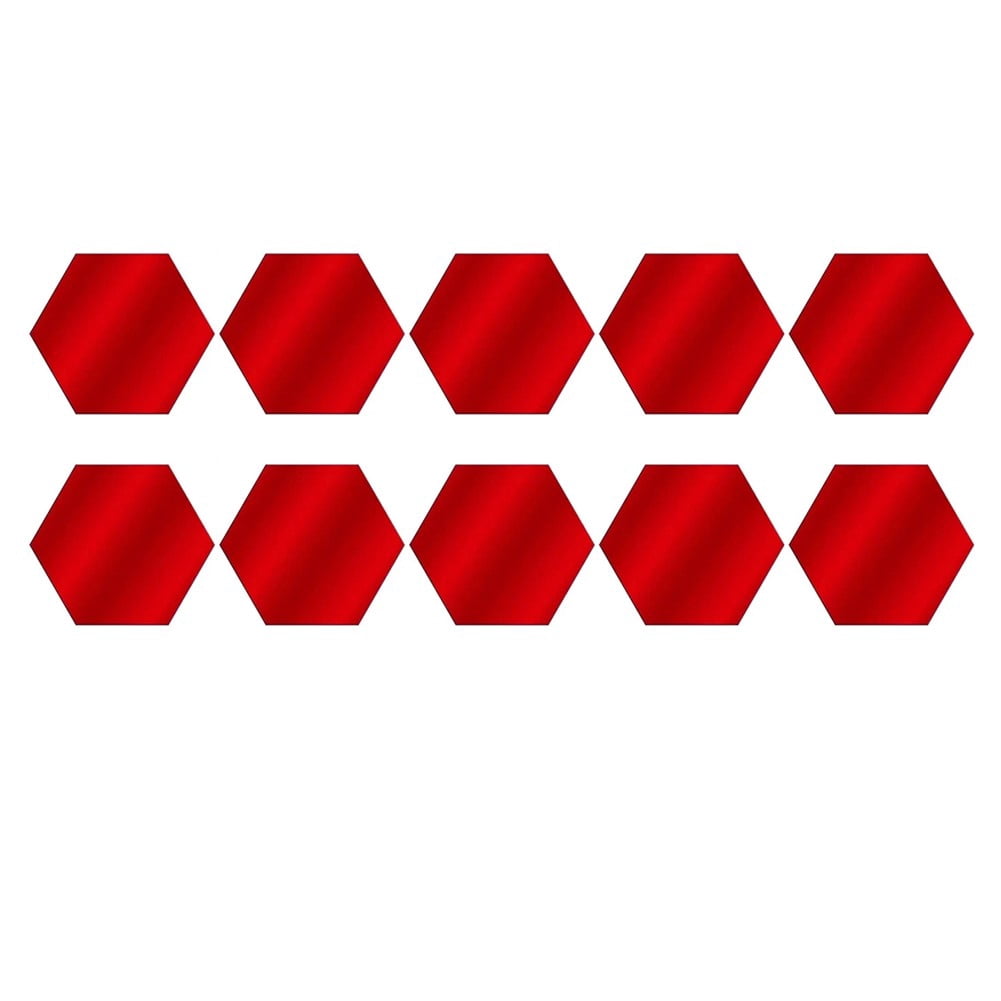 yaaqii 24pcs Golden Hexagon Mirror Wall Acrylic Self no glud Mosaic Tiles Stickers