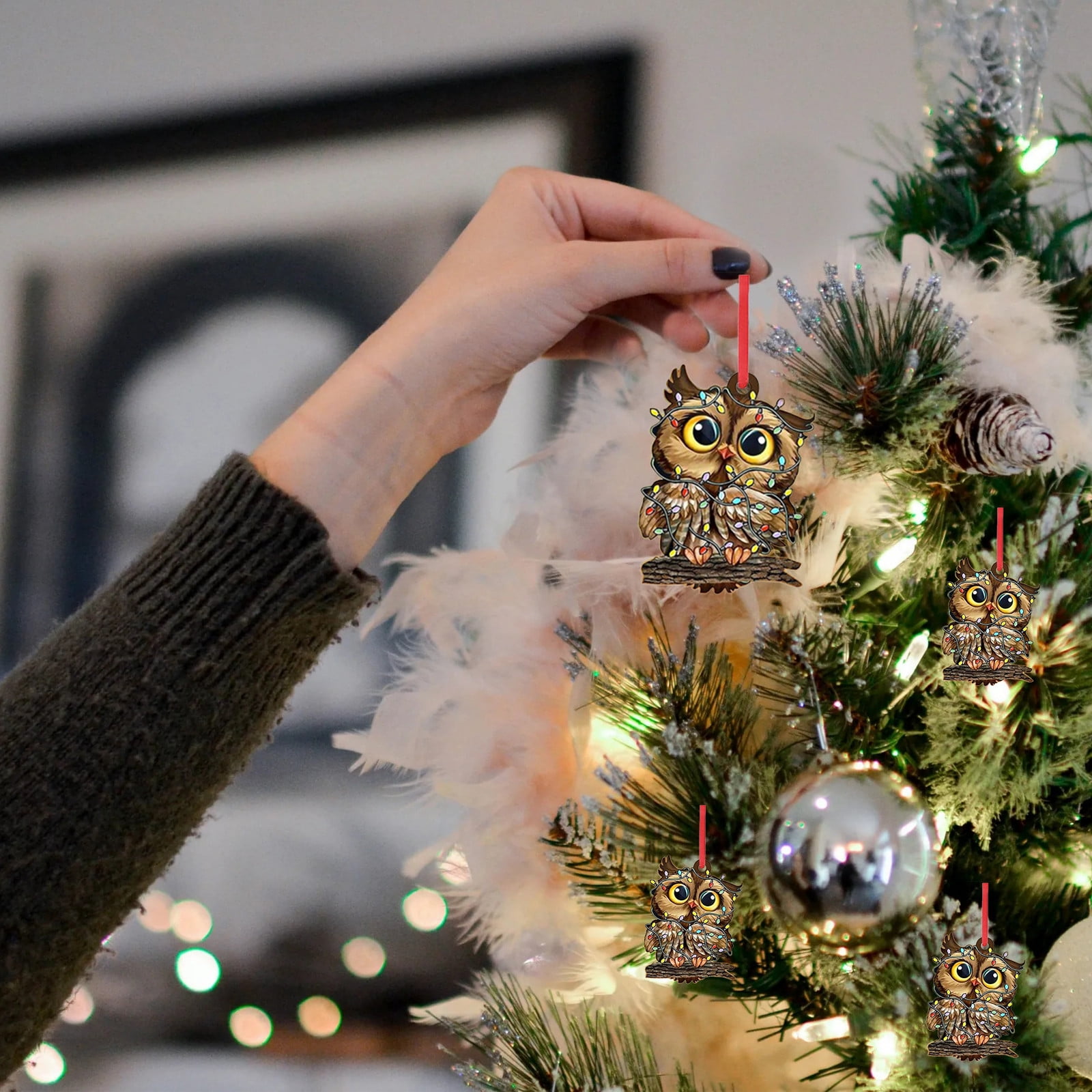 Christmas Wood Ornament DIY Xmas Tree Hanging Pendant Decoration Gifts 