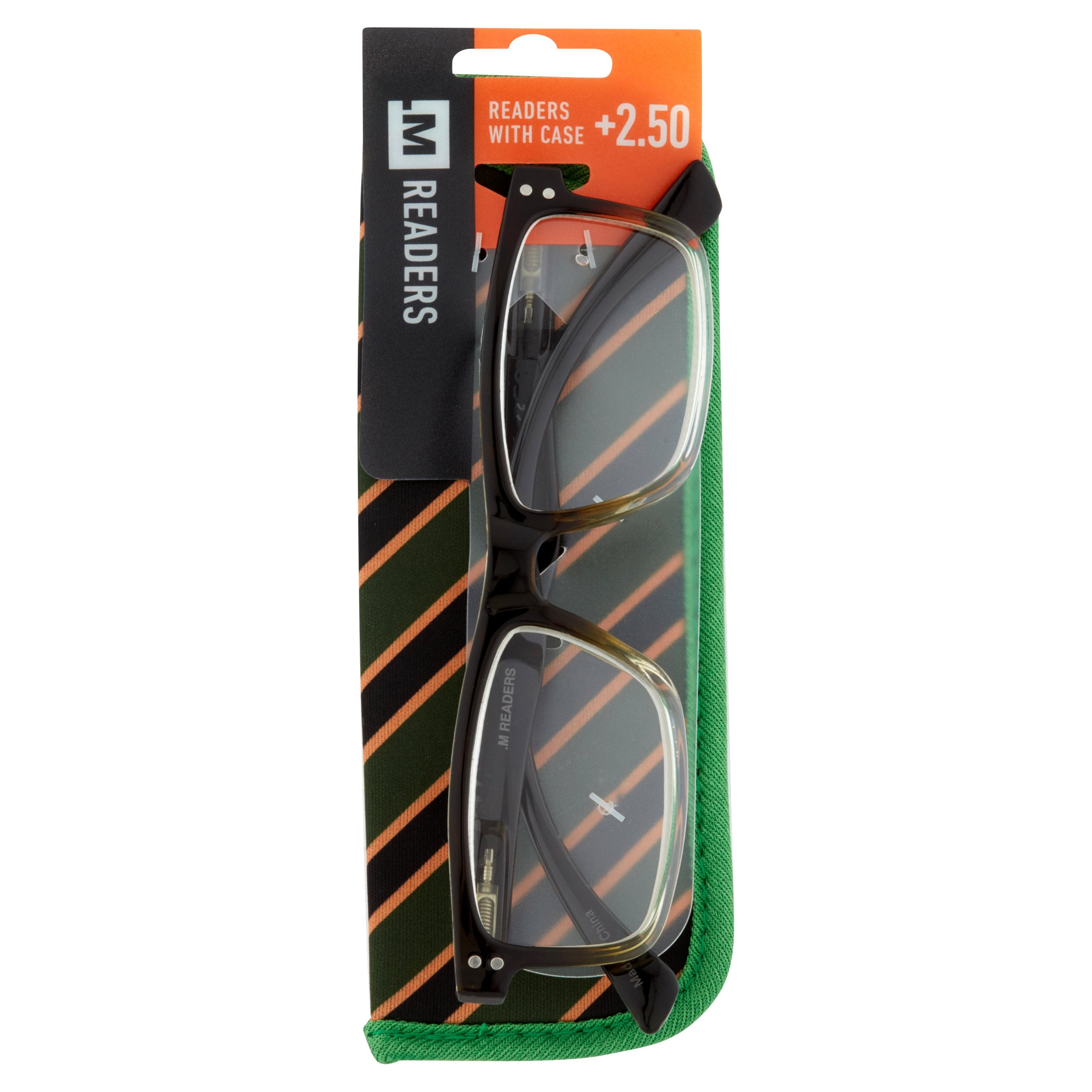 M Readers MR104 Shiny Green Gradient +2.50 Reading Glasses with Pouch Featuring Scratch Resistant Lenses Made from Level A Acrylic MR104RSGNGT25
