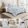 thumbnail image 6 of Full Quilt Set 78''x90'', Light Blue Flower Lightweight Bedspread Coverlet Set with 2 Pillow Shams, Vintage Farmhouse Boho Leaf Spring Breathable All Season Quilt Bedding for Bedroom/Guest Room, 6 of 9