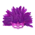 thumbnail image 4 of Máscara de plumas artificiales de media cara, accesorio de moda para fiesta de disfraces de cosplay Púrpura, 4 of 8
