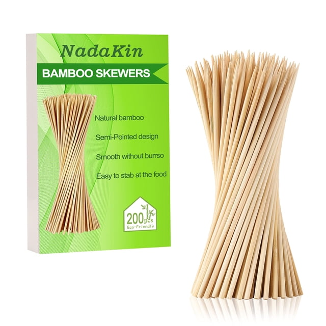 Pinchos de bambú NadaKin 200 piezas 30 cm madera natural