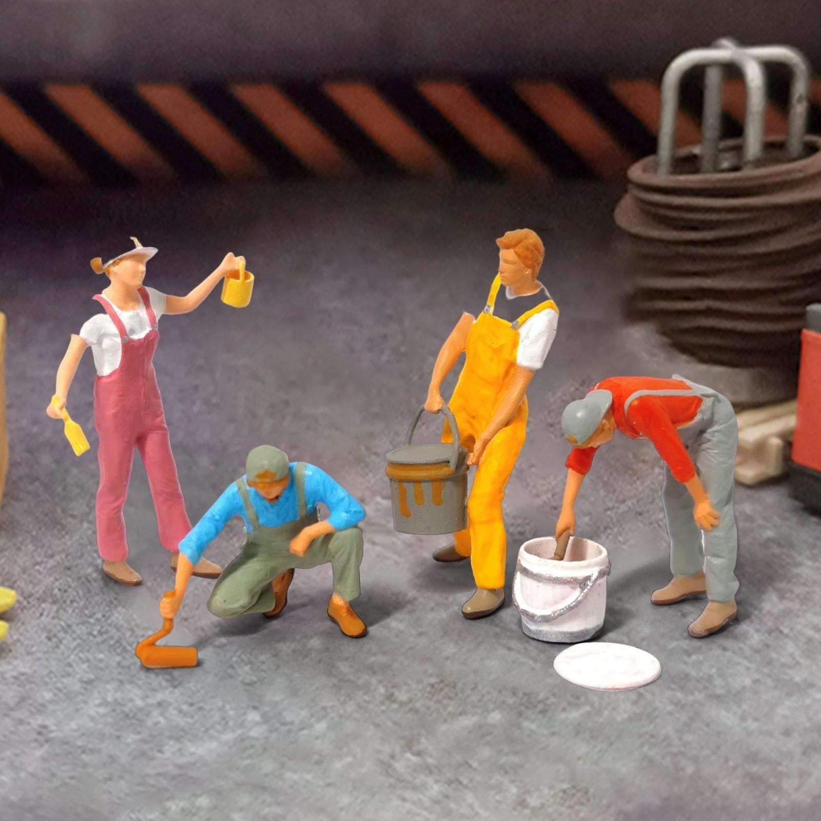 Hand Painted 1:87 Figure Painter Tiny People Painting Scene for Train Railways Table Building Layout Diorama Scenery HO , No Ladder Rack
