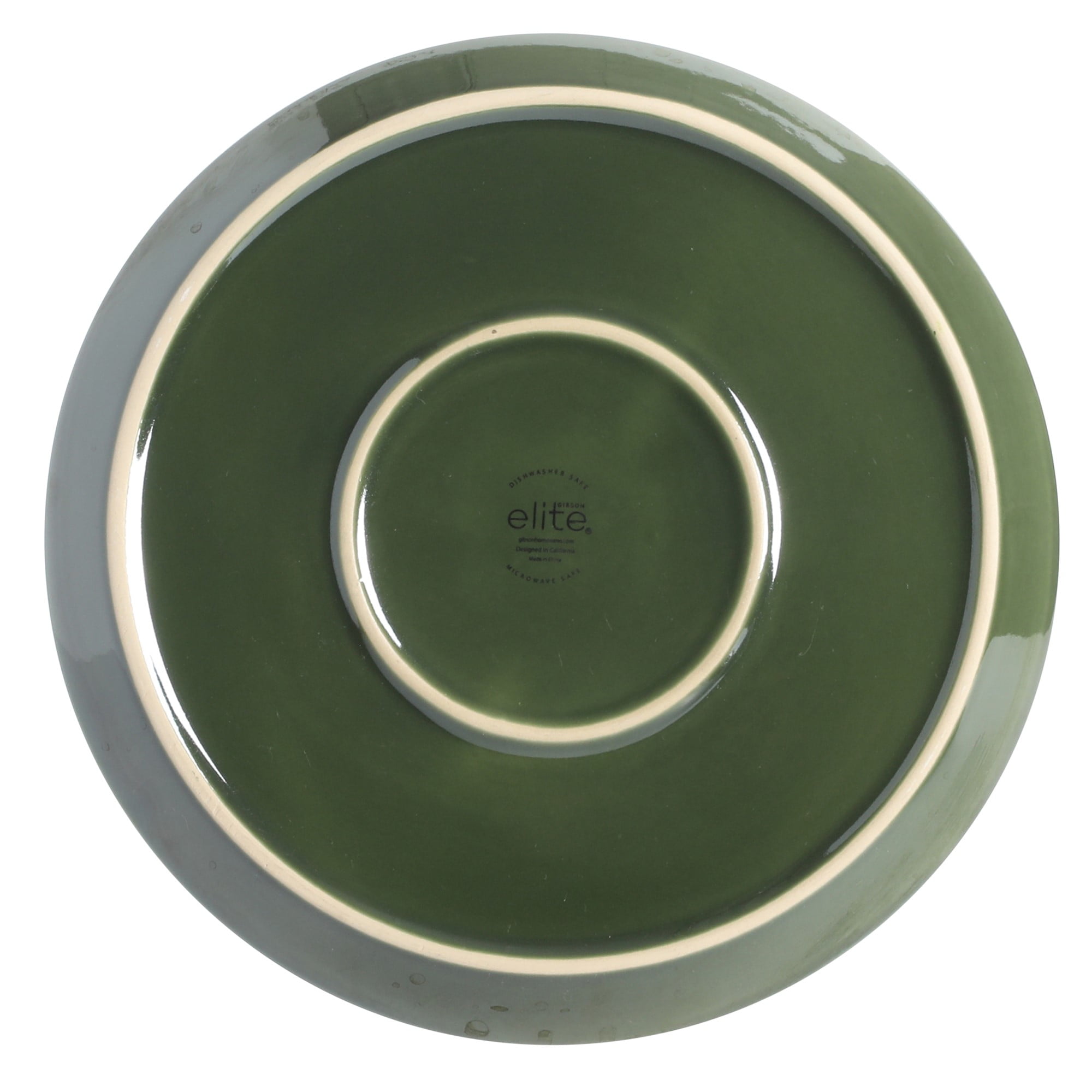Gibson Elite 12 Piece (Service for 4) Fern Canyon Reactive Glaze Modern Coupe Dishes Stoneware Dinnerware Set - Glossy Green