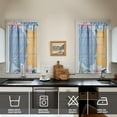 thumbnail image 3 of Vintage Blue and Yellow Block Flowers Tier Kitchen Curtains for Bathroom Living Rod Pocket Window Drapes 28"x39" 2 Panels Window Treatment Tiers, 3 of 4