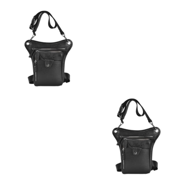 Qarigey Riñonera duradera para hombre, ajustada, adecuada para muchas cosas, riñonera para pierna de motocicleta Negro 2piezas
