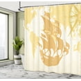 thumbnail image 5 of Ambesonne Nautical Shower Curtain, Old World Map Sailboat, 69"Wx84"L, Beige, 5 of 5
