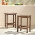 thumbnail image 3 of Outdoor Acacia Wood Counter Height Barstool Set of 2 with Mahogany Finish, 3 of 9