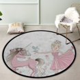 thumbnail image 3 of Coolnut Round Rugs for Living Room, Unicorn And Dancing Little Girl Non-Slip Coral Velvet Long Runner Rugs, Washable Water Absorbent Mat Carpet for Bedroom Kitchen Kids Room, 3 of 6